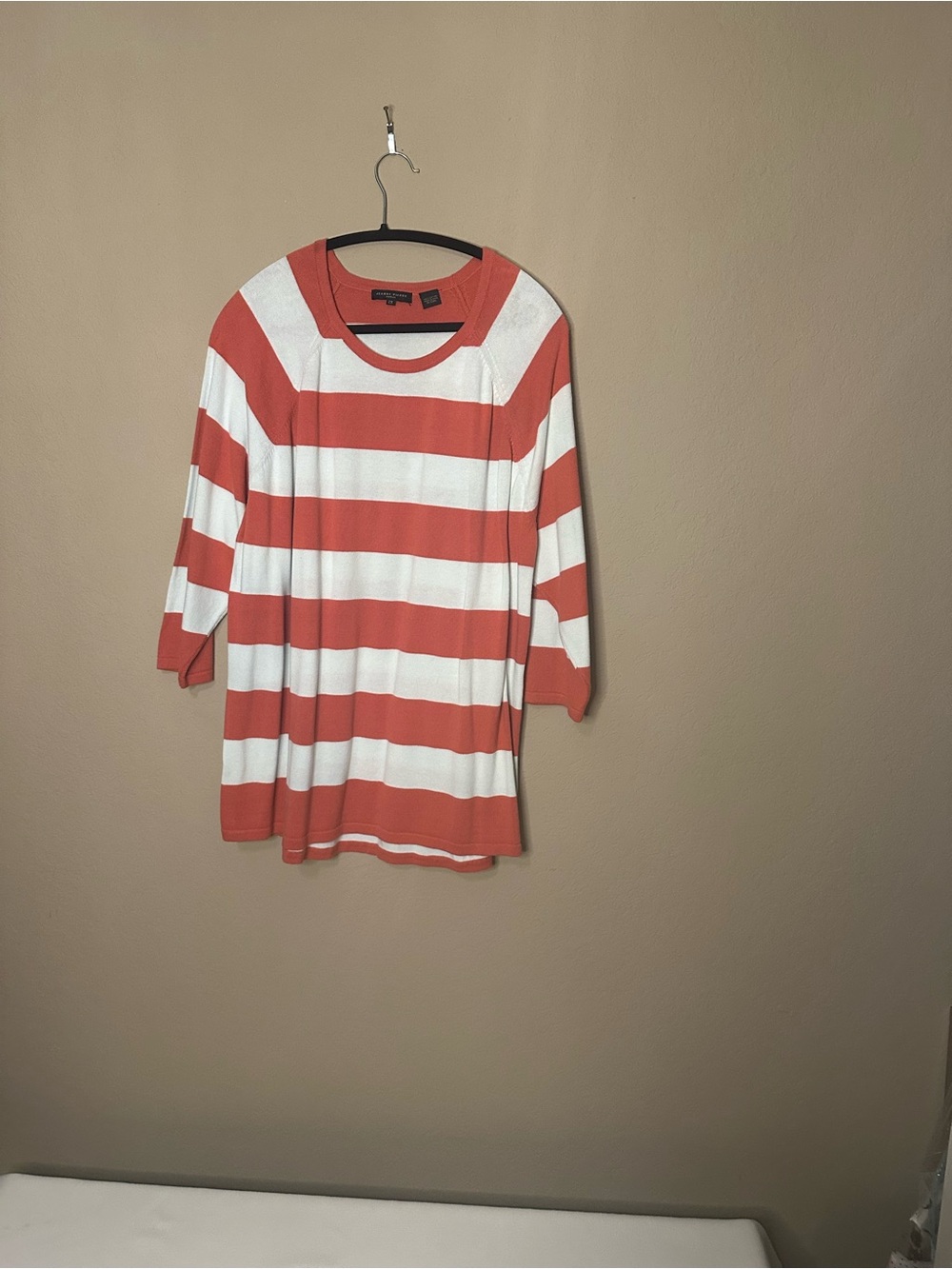 Coral and White Striped Women’s Tunic Top 2X